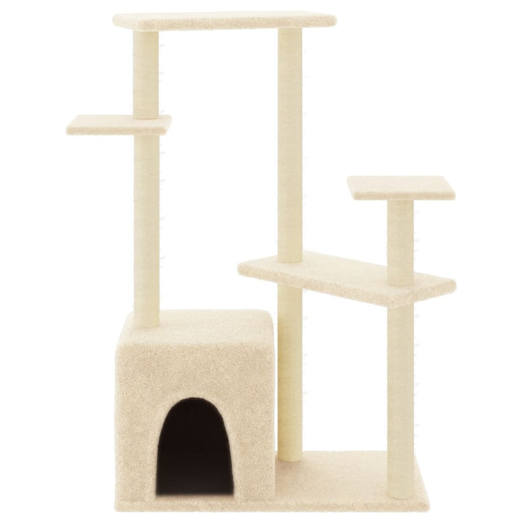 Albero per Gatti con Tiragraffi in Sisal Crema 107,5 cm