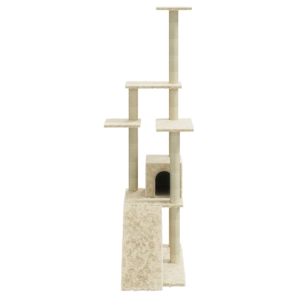 Albero per Gatti con Tiragraffi in Sisal Crema 155 cm