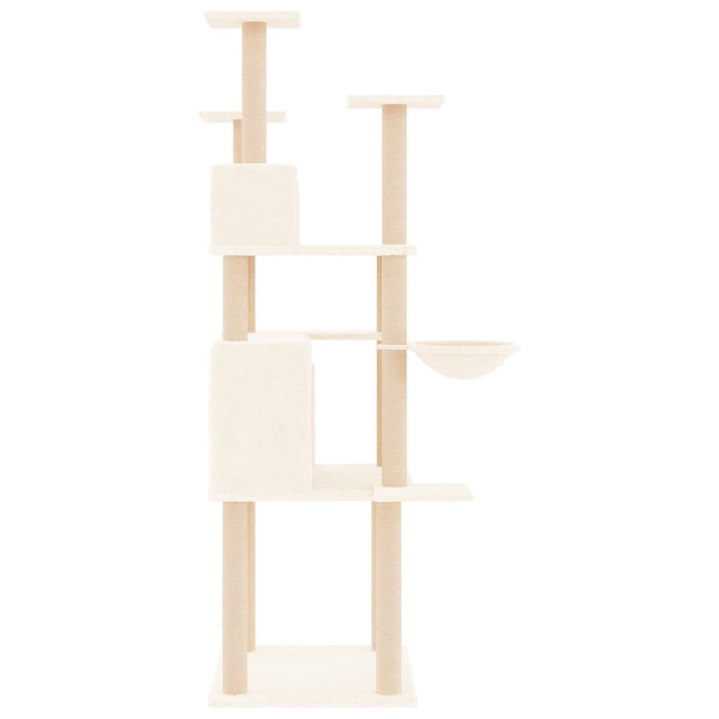 Albero per Gatti con Tiragraffi in Sisal Crema 166 cm