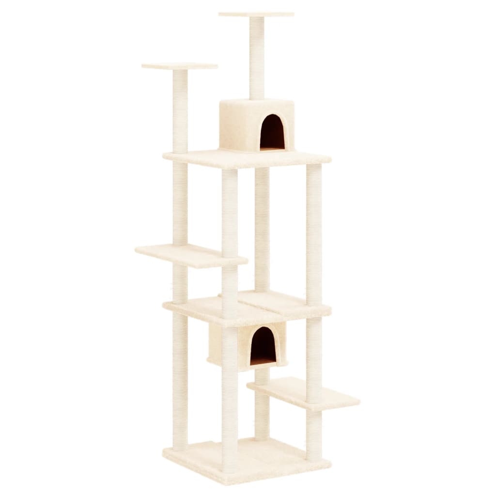 Albero per Gatti con Tiragraffi in Sisal Crema 176 cm