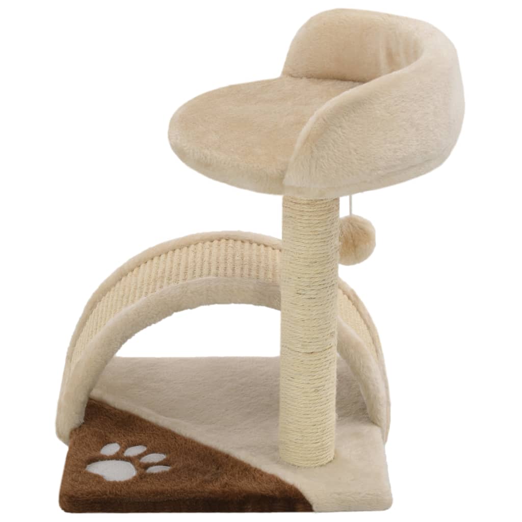 Albero per Gatti con Tiragraffi in Sisal 40cm Beige e Marrone