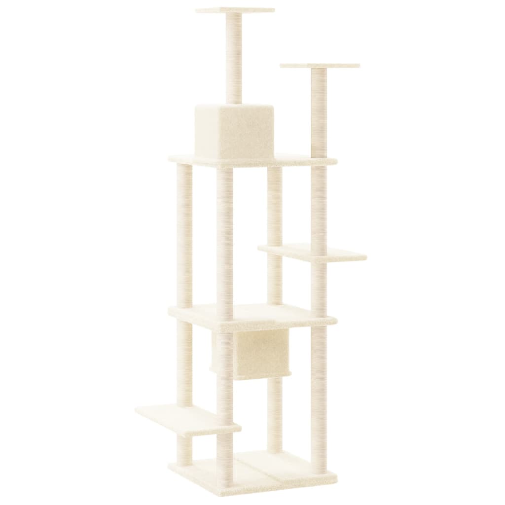 Albero per Gatti con Tiragraffi in Sisal Crema 176 cm