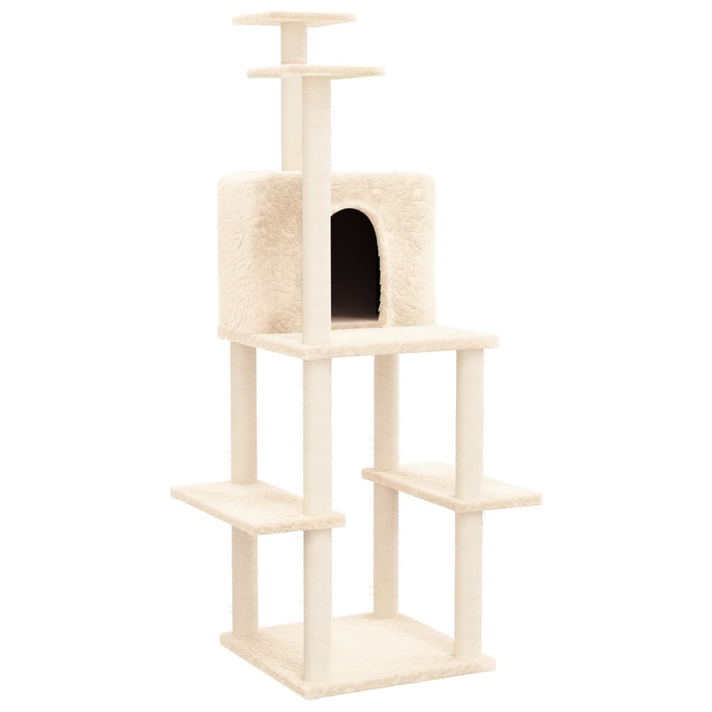 Albero per Gatti con Tiragraffi in Sisal Crema 144,5 cm