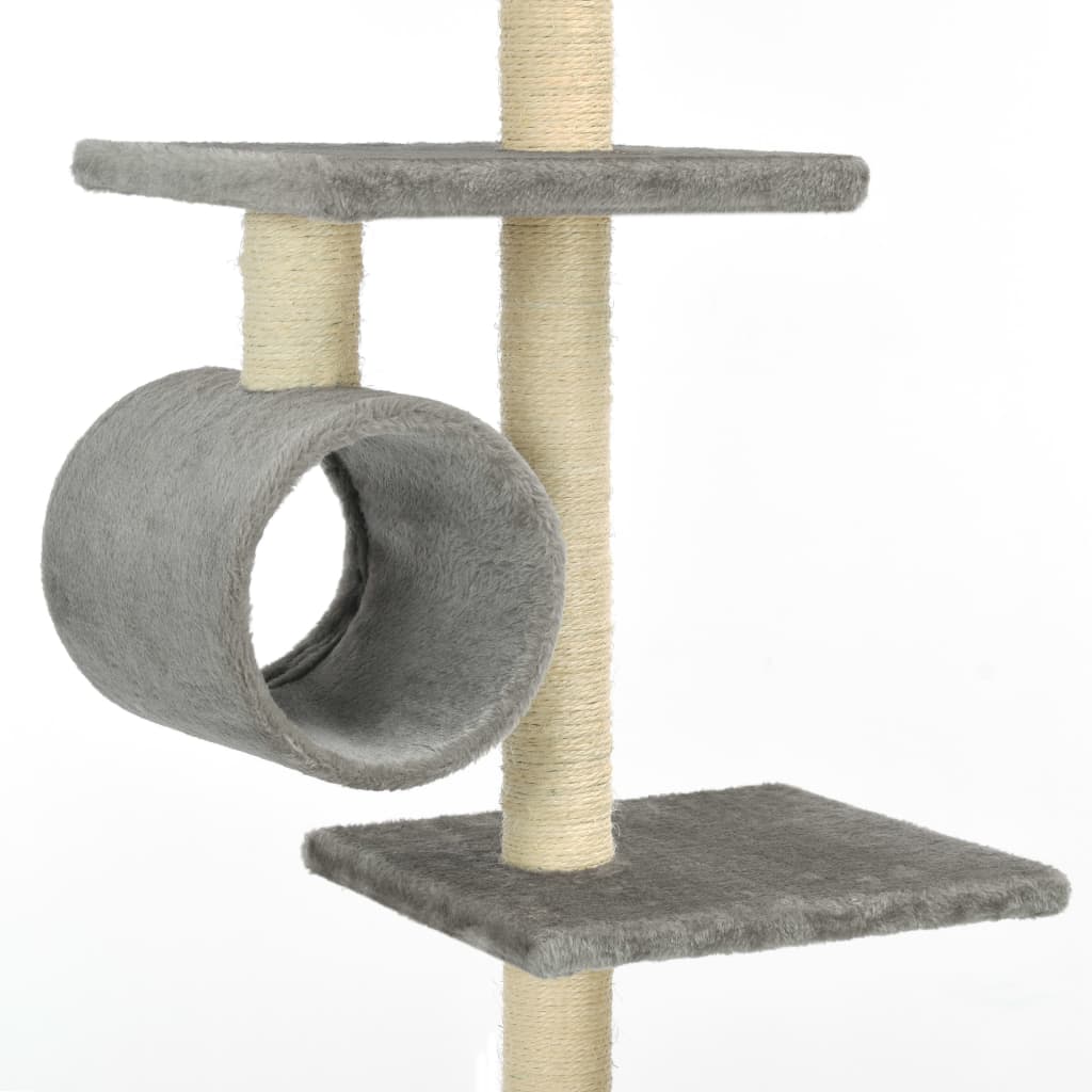 Albero per Gatti con Tiragraffi in Sisal 203 cm Grigio