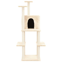 Albero per Gatti con Tiragraffi in Sisal Crema 144,5 cm