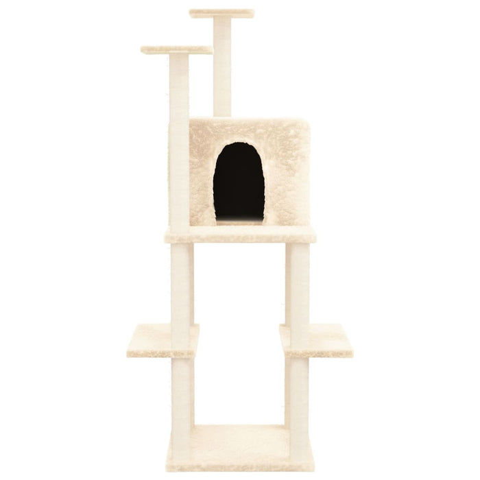 Albero per Gatti con Tiragraffi in Sisal Crema 144,5 cm