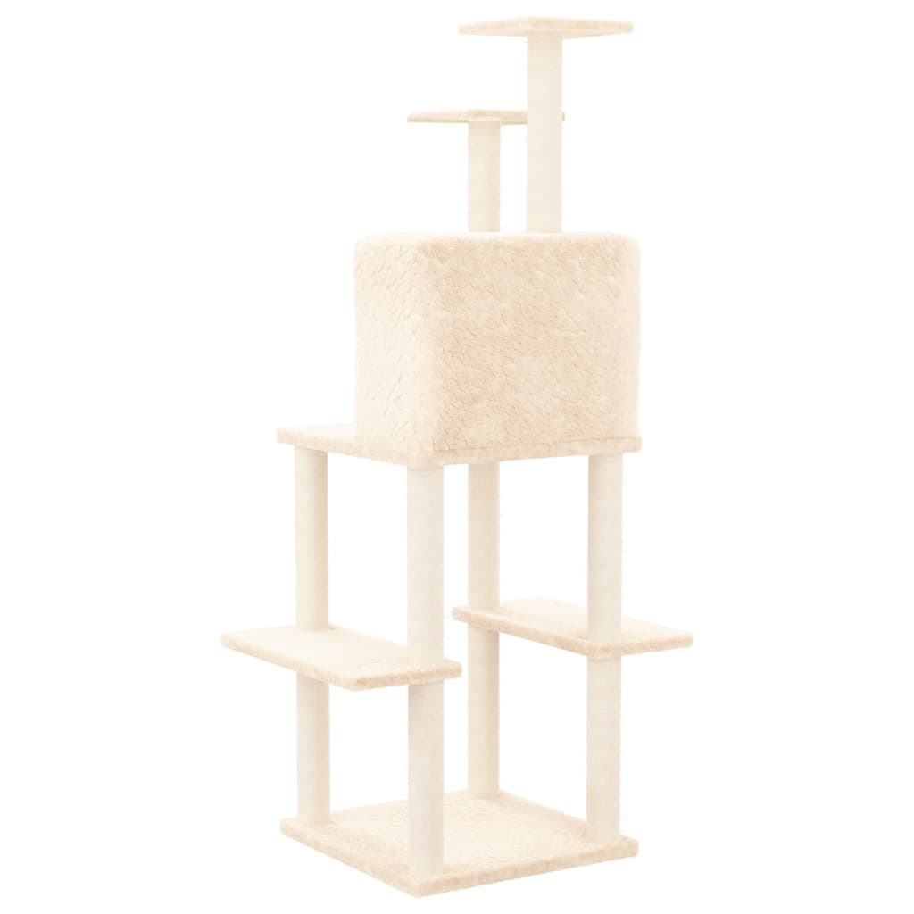 Albero per Gatti con Tiragraffi in Sisal Crema 144,5 cm