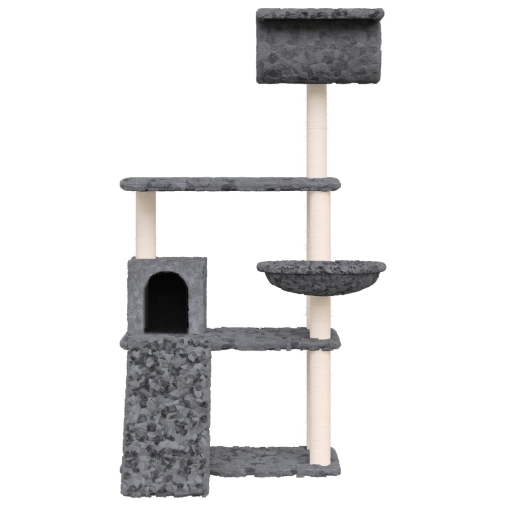 Albero per Gatti con Tiragraffi in Sisal Grigio Scuro 131 cm