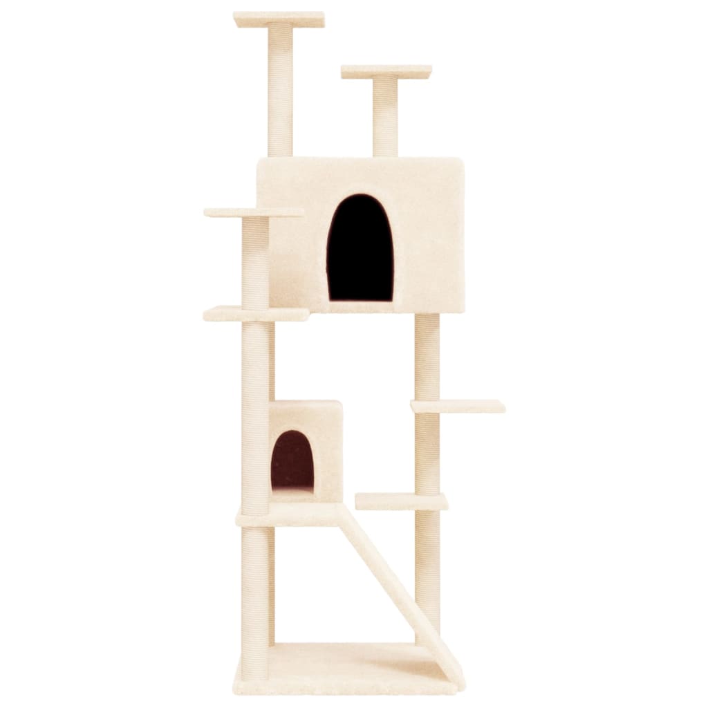 Albero per Gatti con Tiragraffi in Sisal Crema 153 cm