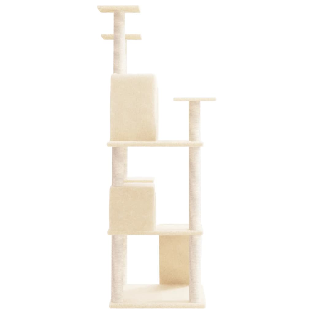 Albero per Gatti con Tiragraffi in Sisal Crema 153 cm