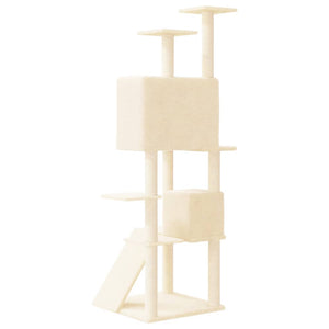 Albero per Gatti con Tiragraffi in Sisal Crema 153 cm