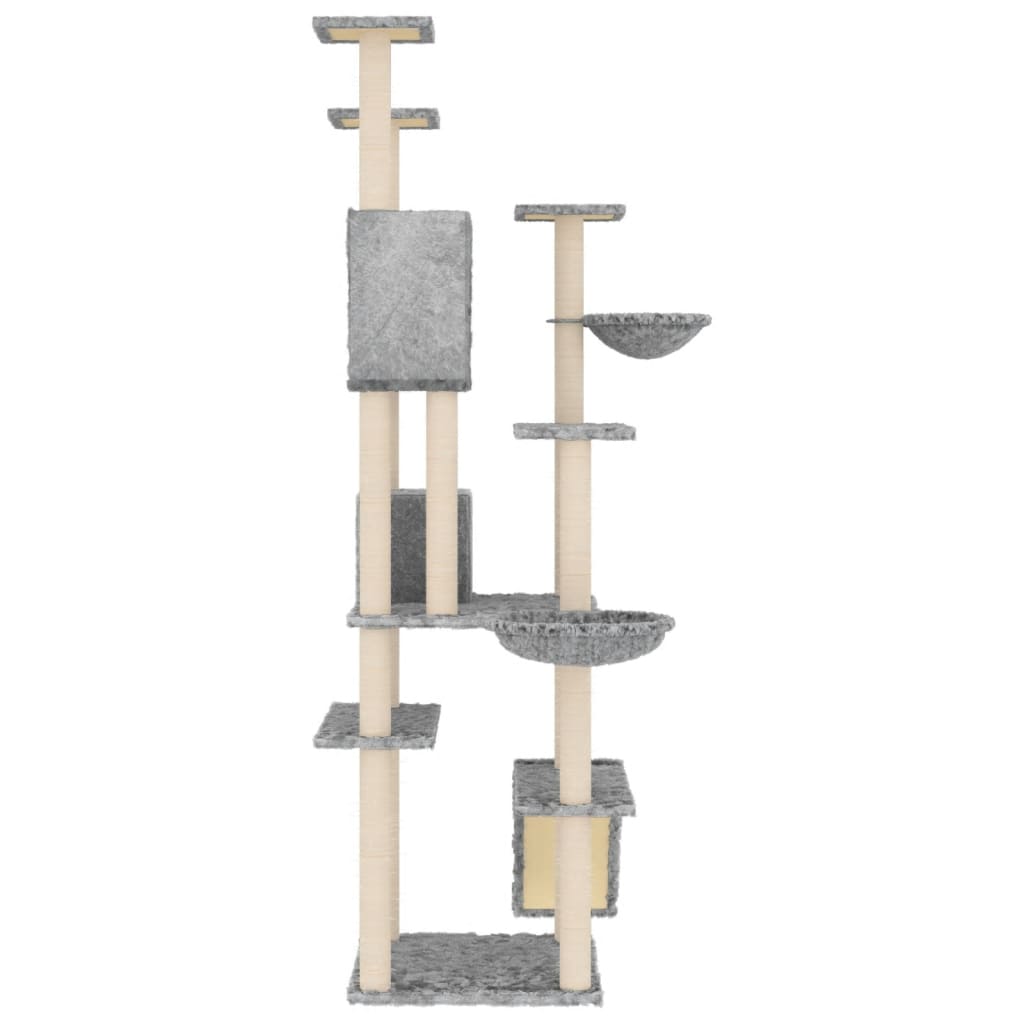 Albero per Gatti con Tiragraffi in Sisal Grigio Chiaro 191 cm