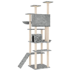 Albero per Gatti con Tiragraffi in Sisal Grigio Chiaro 191 cm