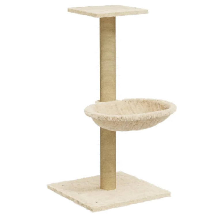 Albero per Gatti con Palo Tiragraffi in Sisal Crema 74 cm