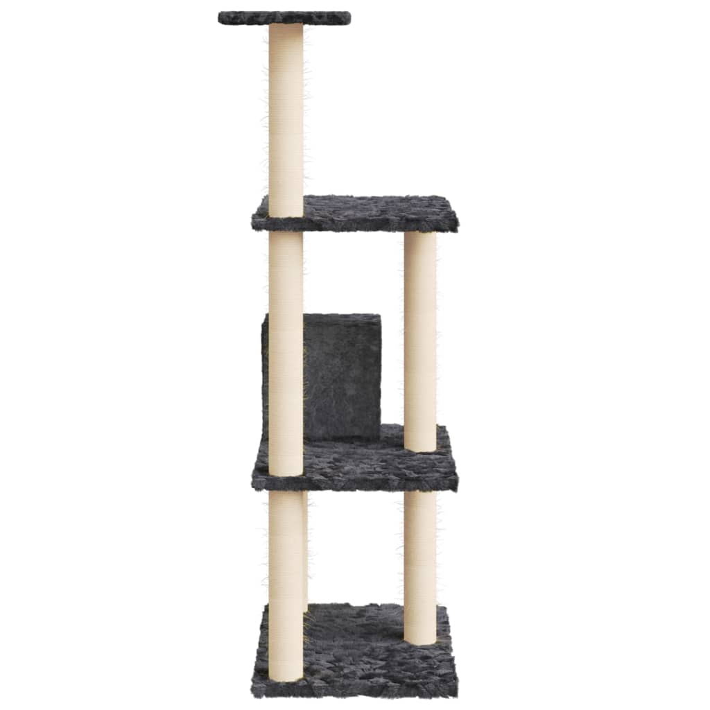 Albero per Gatti con Tiragraffi in Sisal Grigio Scuro 119 cm