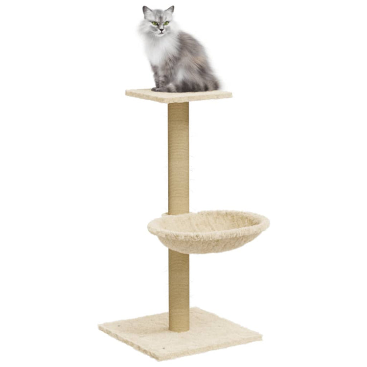 Albero per Gatti con Palo Tiragraffi in Sisal Crema 74 cm