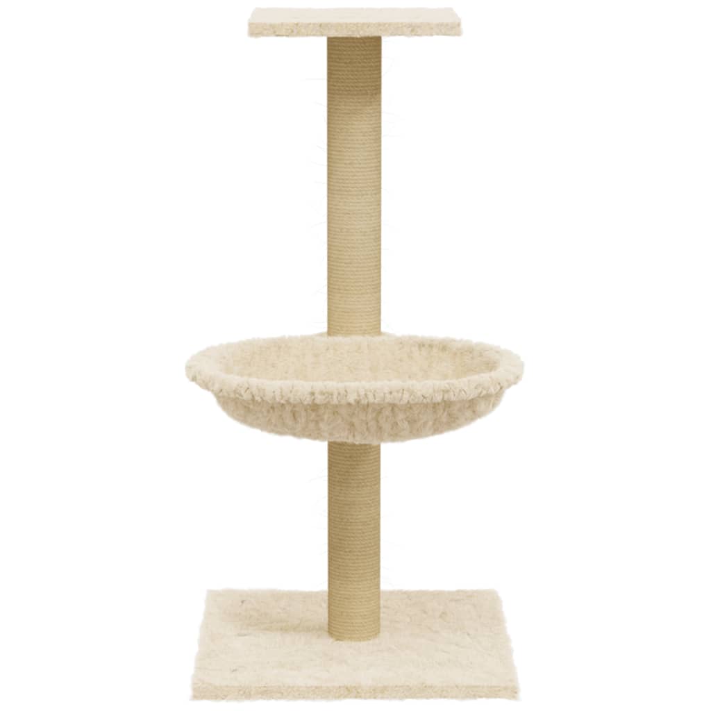 Albero per Gatti con Palo Tiragraffi in Sisal Crema 74 cm