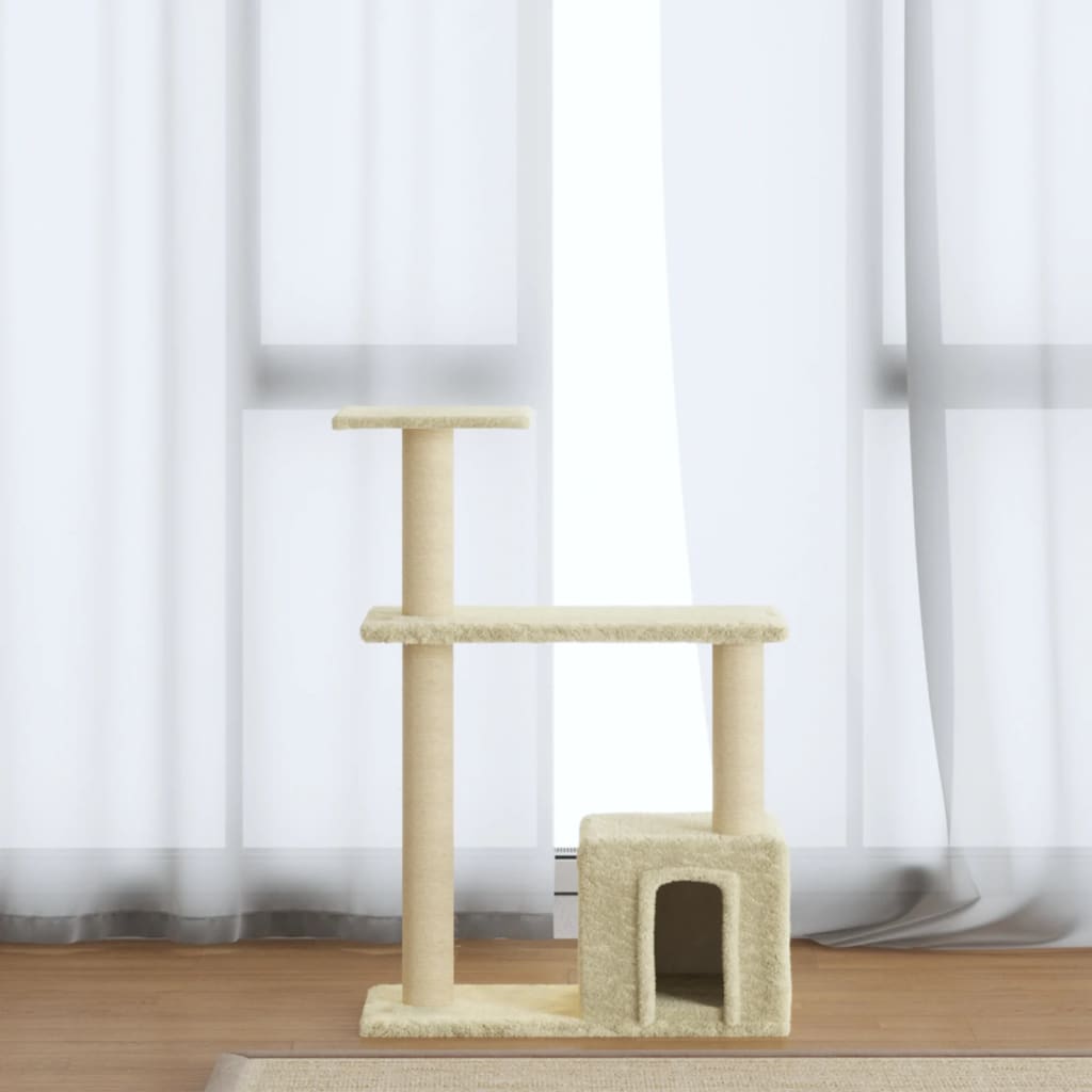 Albero per Gatti con Tiragraffi in Sisal Crema 70 cm