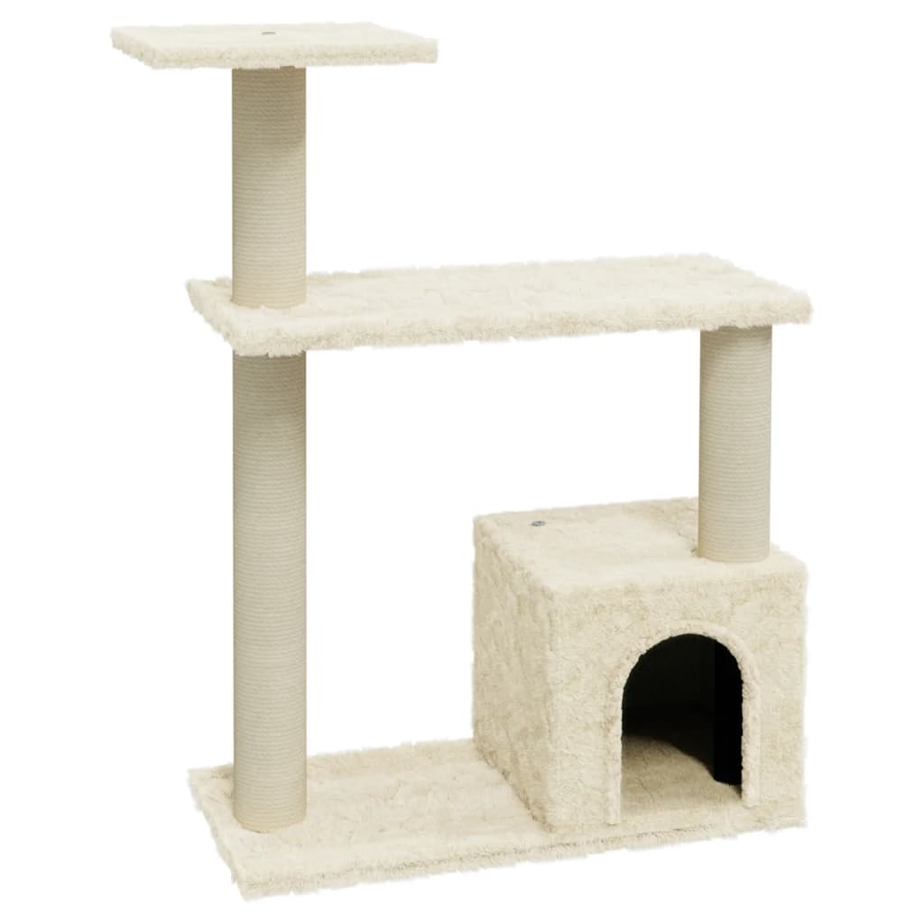 Albero per Gatti con Tiragraffi in Sisal Crema 70 cm