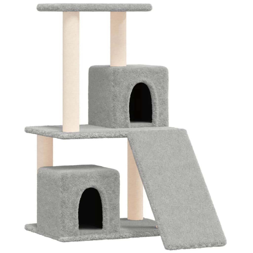 Albero per Gatti con Tiragraffi in Sisal Grigio Chiaro 82 cm