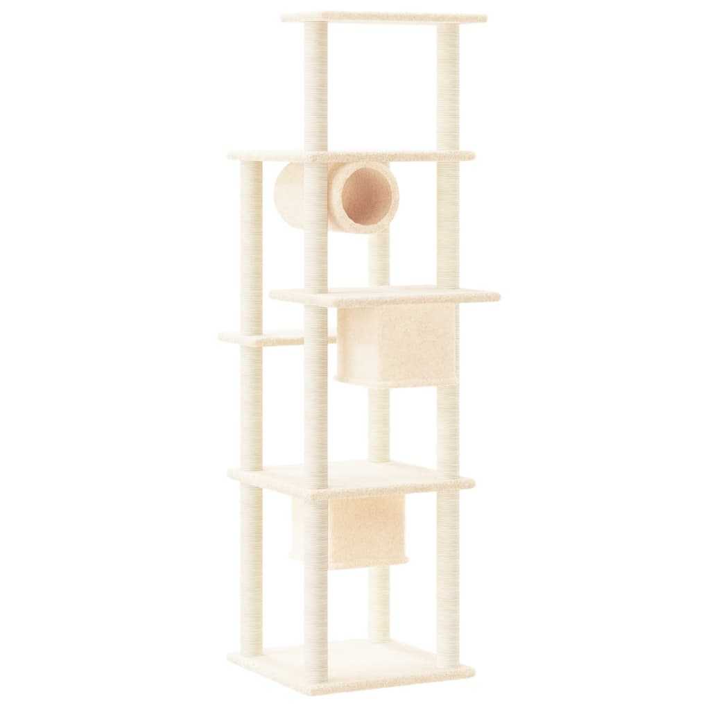 Albero per Gatti con Tiragraffi in Sisal Crema 169 cm