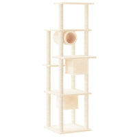 Albero per Gatti con Tiragraffi in Sisal Crema 169 cm