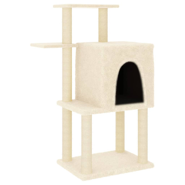 Albero per Gatti con Tiragraffi in Sisal Crema 97 cm