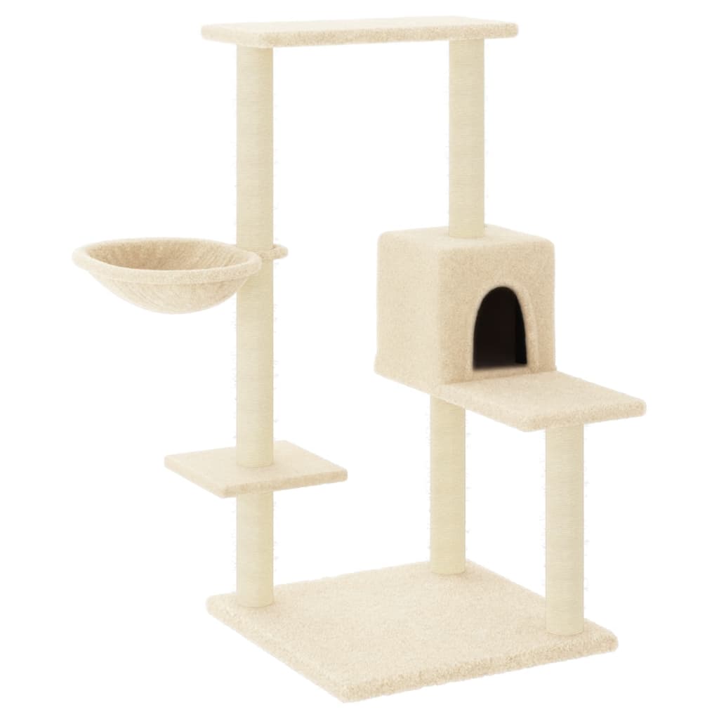 Albero per Gatti con Tiragraffi in Sisal Crema 95 cm