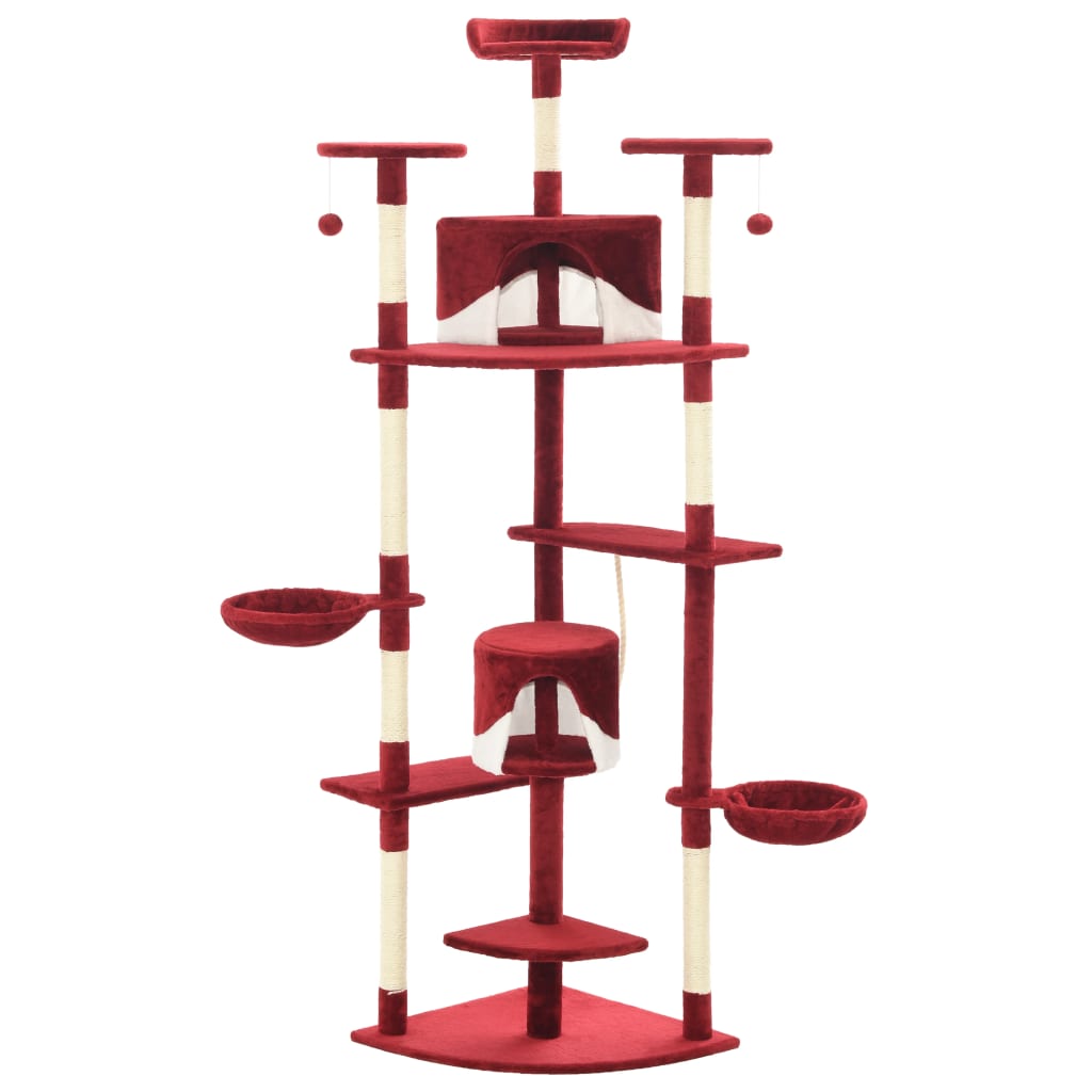 Albero per Gatti e Tiragraffi in Sisal 203 cm Rosso e Bianco