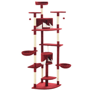 Albero per Gatti e Tiragraffi in Sisal 203 cm Rosso e Bianco