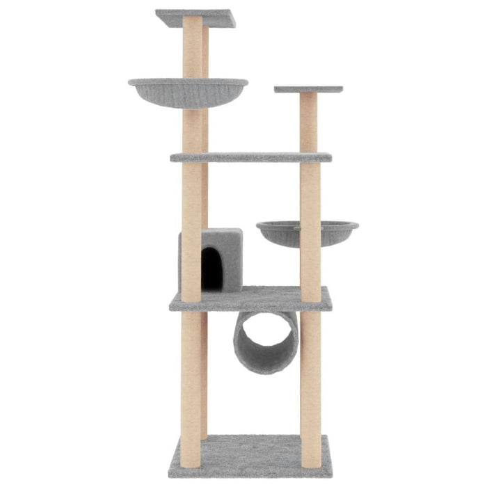 Albero per Gatti con Tiragraffi in Sisal Grigio Chiaro 141 cm