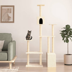 Albero per Gatti con Tiragraffi in Sisal Crema 180 cm