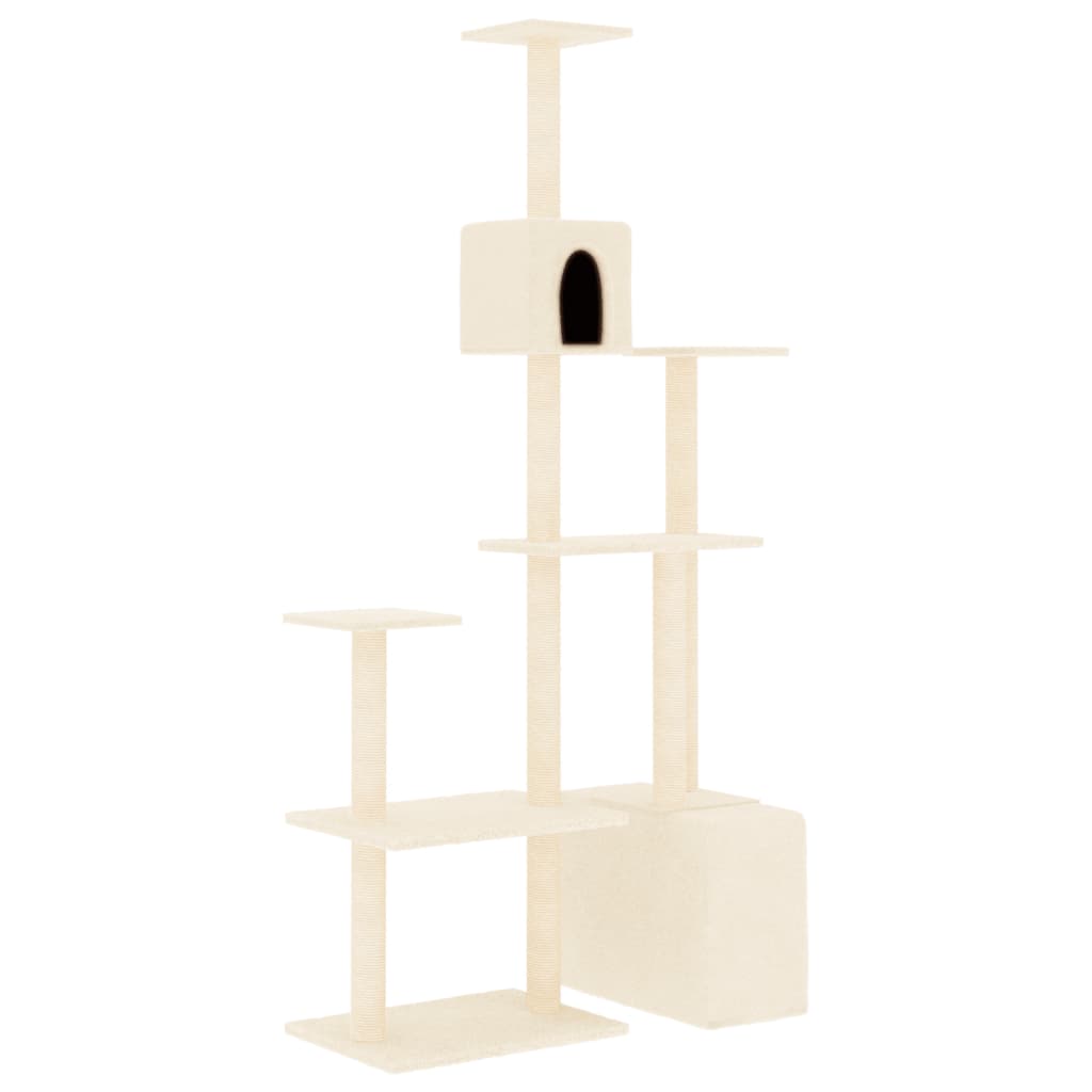 Albero per Gatti con Tiragraffi in Sisal Crema 180 cm