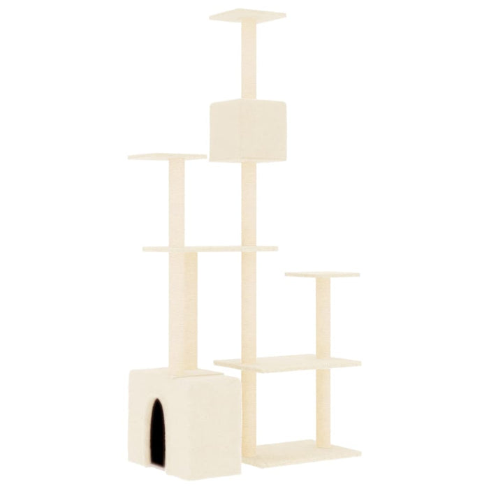 Albero per Gatti con Tiragraffi in Sisal Crema 180 cm