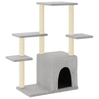 Albero per Gatti con Tiragraffi in Sisal Grigio Chiaro 97,5 cm