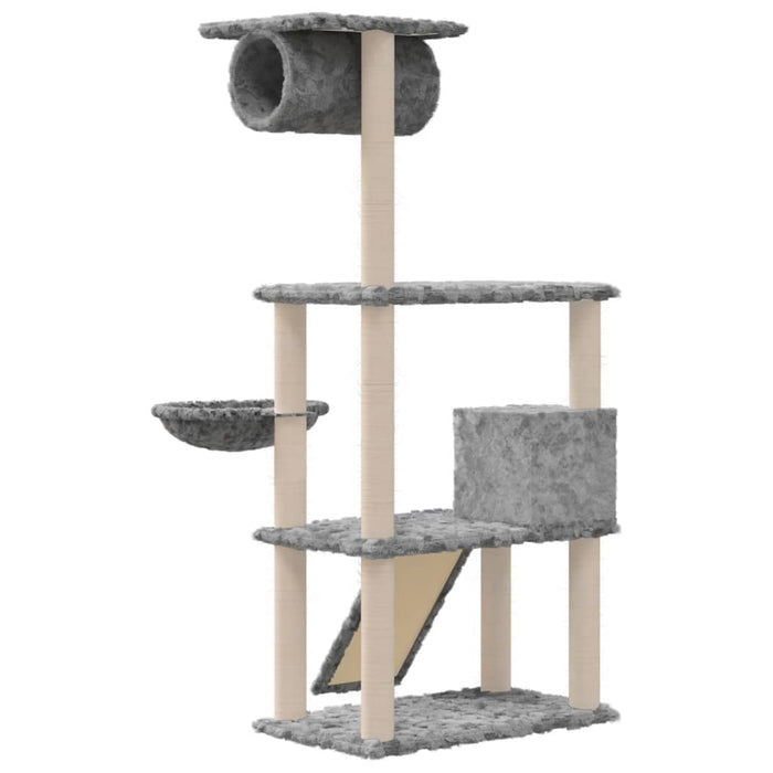 Albero per Gatti con Tiragraffi in Sisal Grigio Chiaro 131 cm