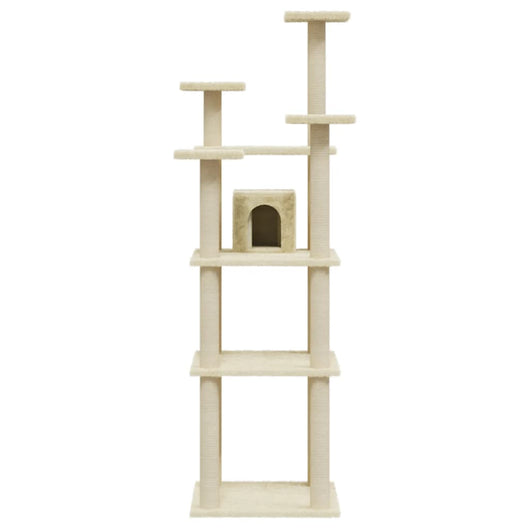 Albero per Gatti con Tiragraffi in Sisal Crema 171 cm