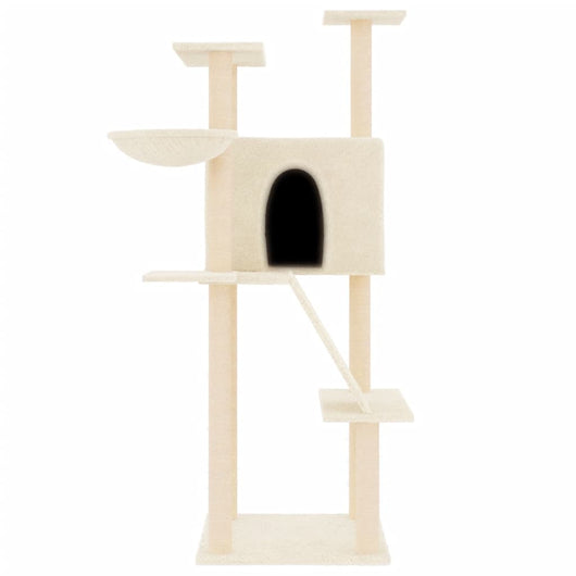 Albero per Gatti con Tiragraffi in Sisal Crema 143 cm