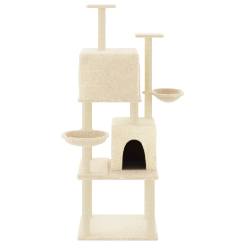 Albero per Gatti con Tiragraffi in Sisal Crema 180 cm