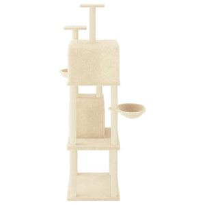 Albero per Gatti con Tiragraffi in Sisal Crema 180 cm