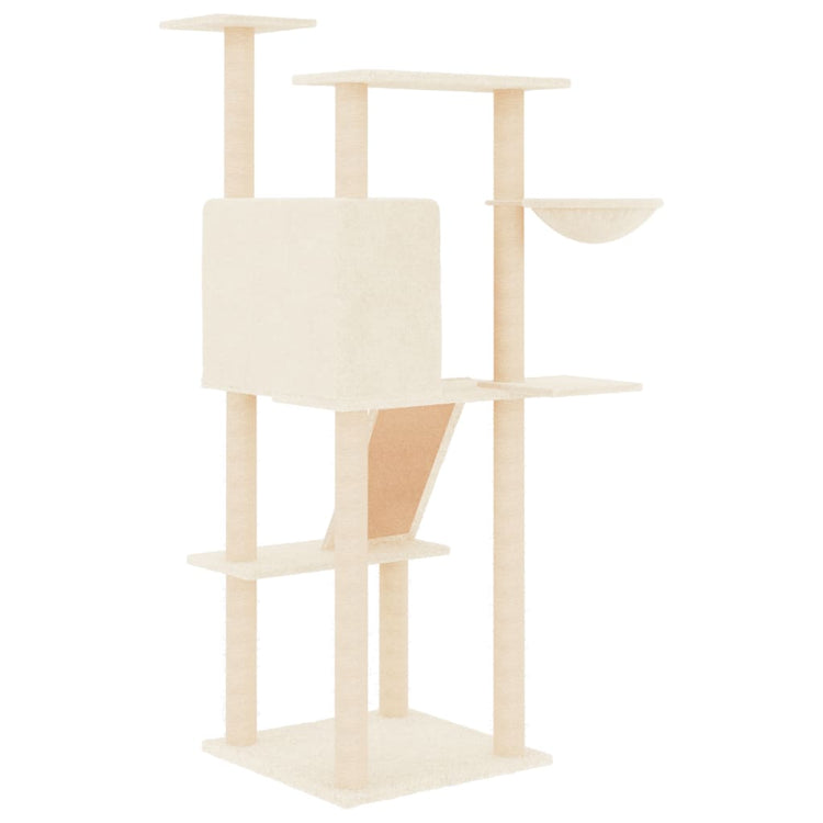 Albero per Gatti con Tiragraffi in Sisal Crema 143 cm