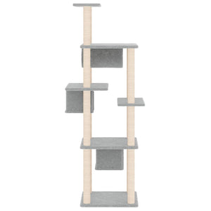 Albero per Gatti con Tiragraffi in Sisal Grigio Chiaro 169 cm