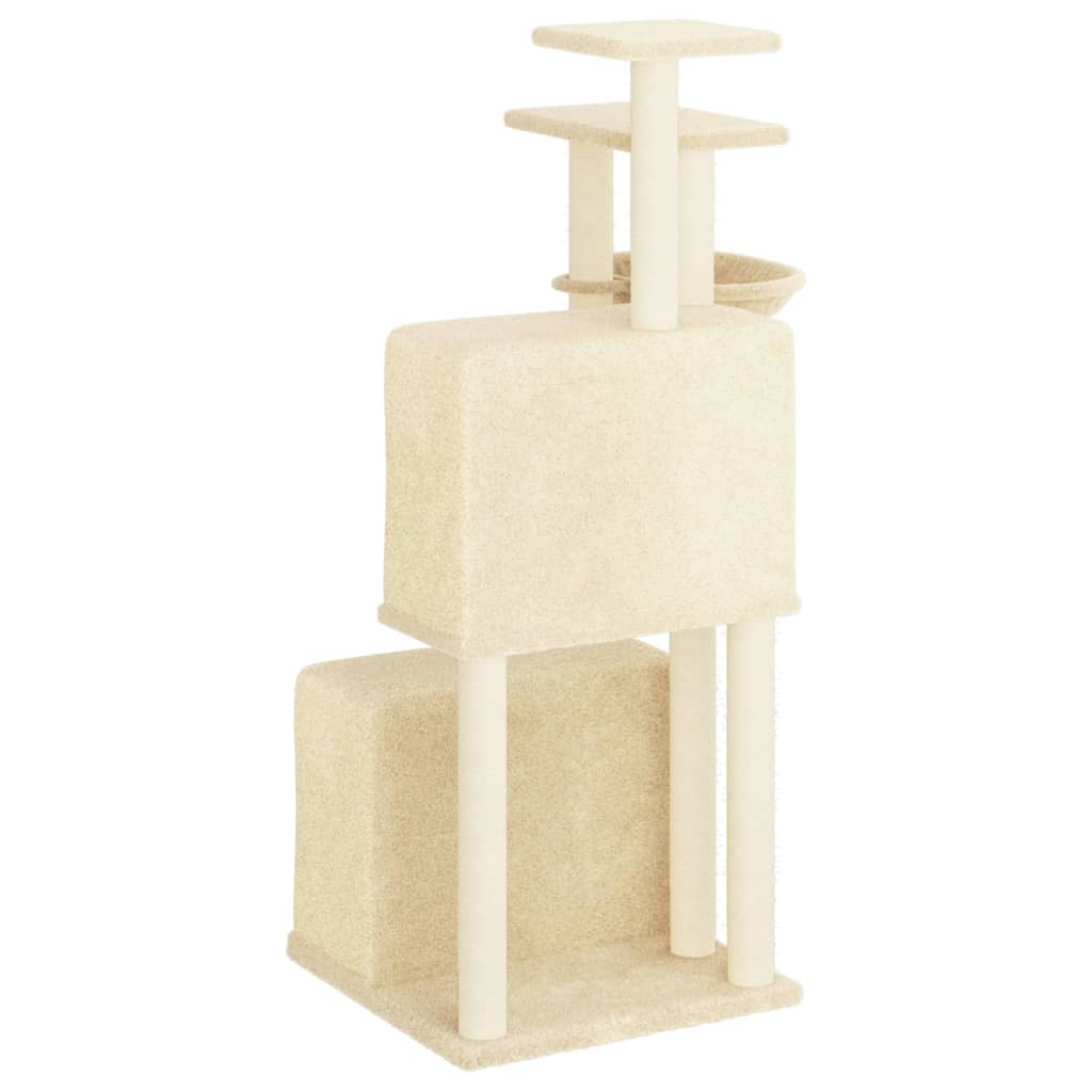 Albero per Gatti con Tiragraffi in Sisal Crema 122 cm