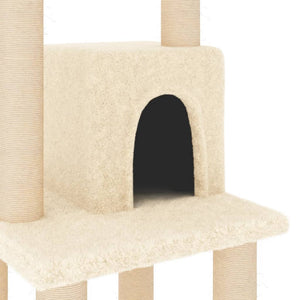 Albero per Gatti con Tiragraffi in Sisal Crema 105 cm