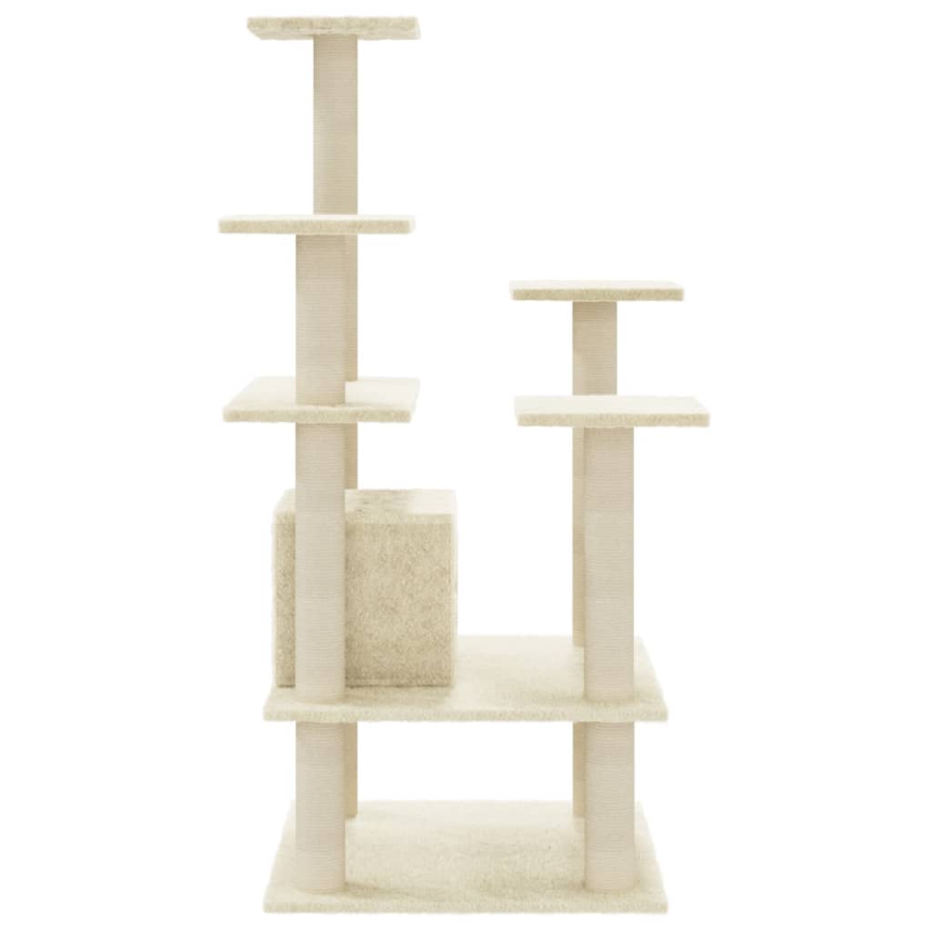 Albero per Gatti con Pali Tiragraffi in Sisal Crema 110 cm