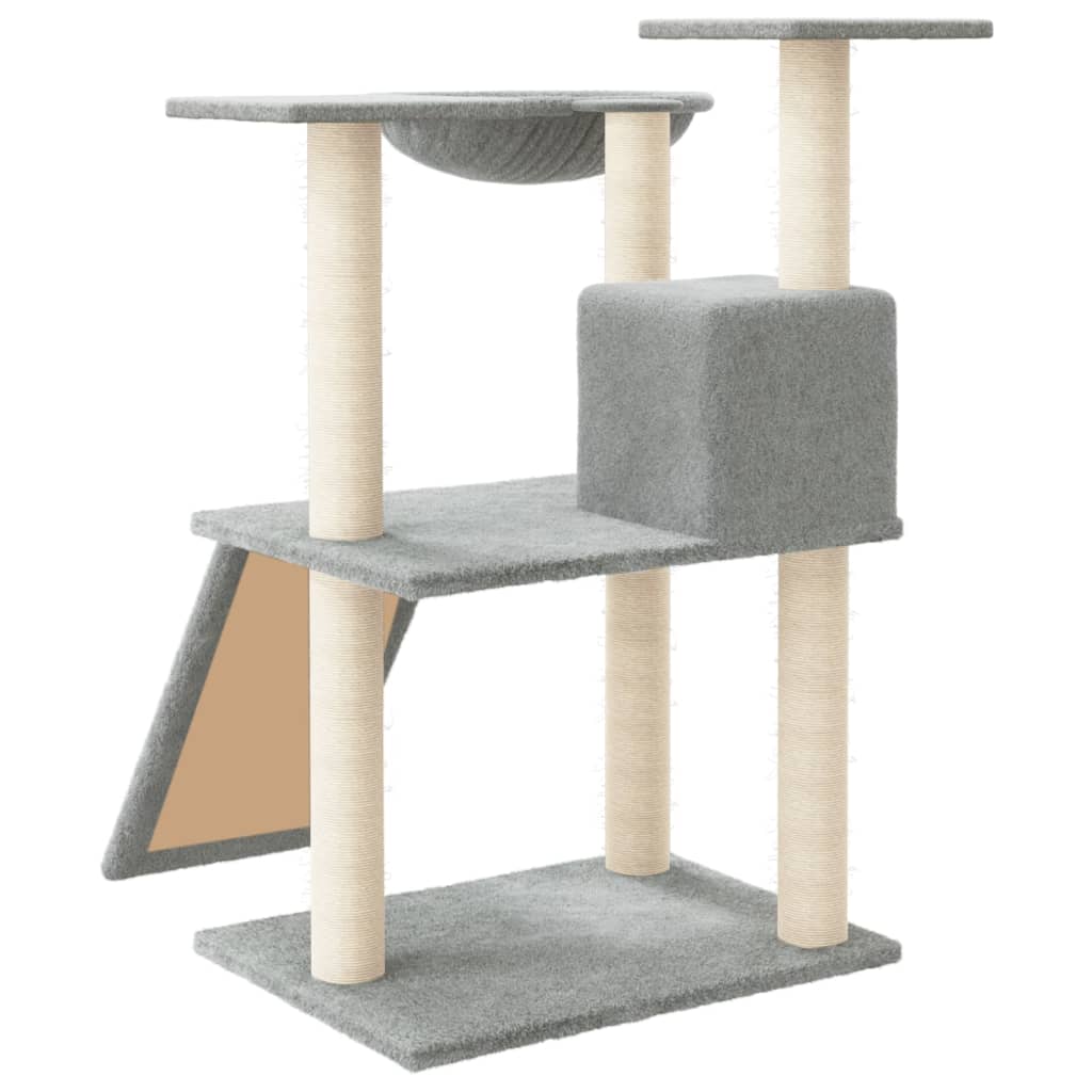 Albero per Gatti con Tiragraffi in Sisal Grigio Chiaro 83 cm