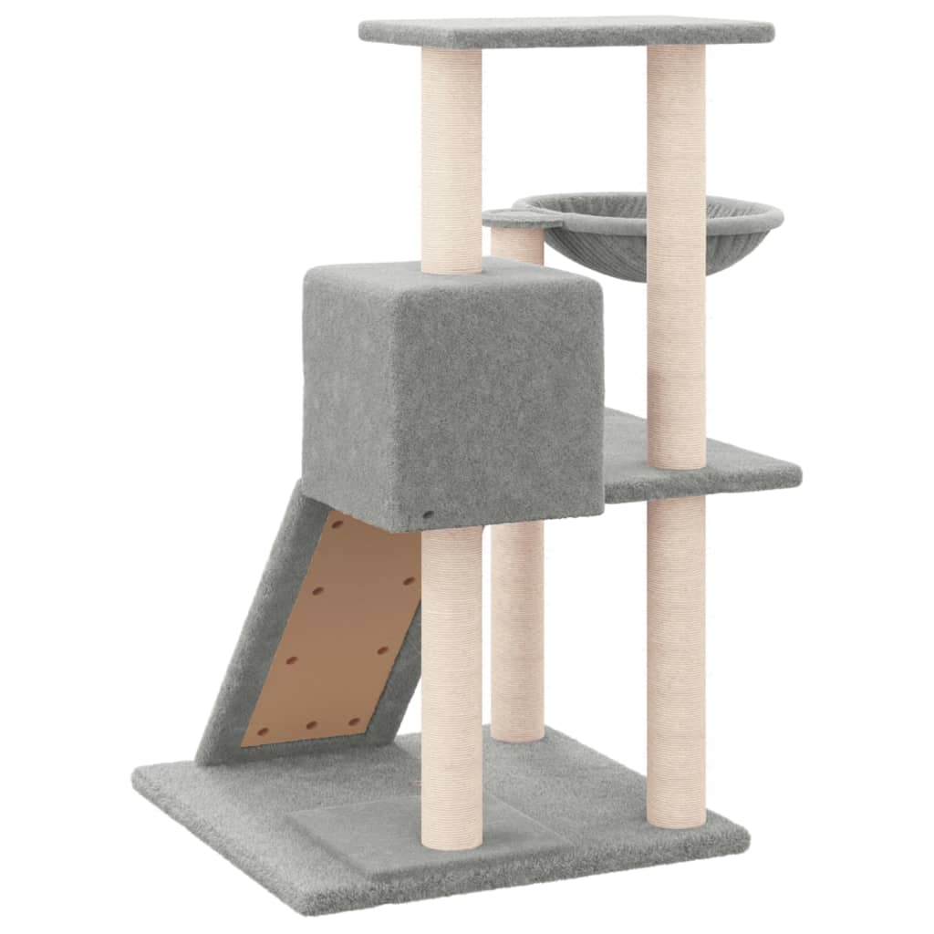 Albero per Gatti con Tiragraffi in Sisal Grigio Chiaro 82 cm