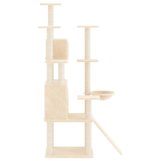 Albero per Gatti con Tiragraffi in Sisal Crema 154 cm