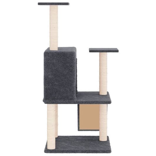 Albero per Gatti con Tiragraffi in Sisal Grigio Scuro 109 cm