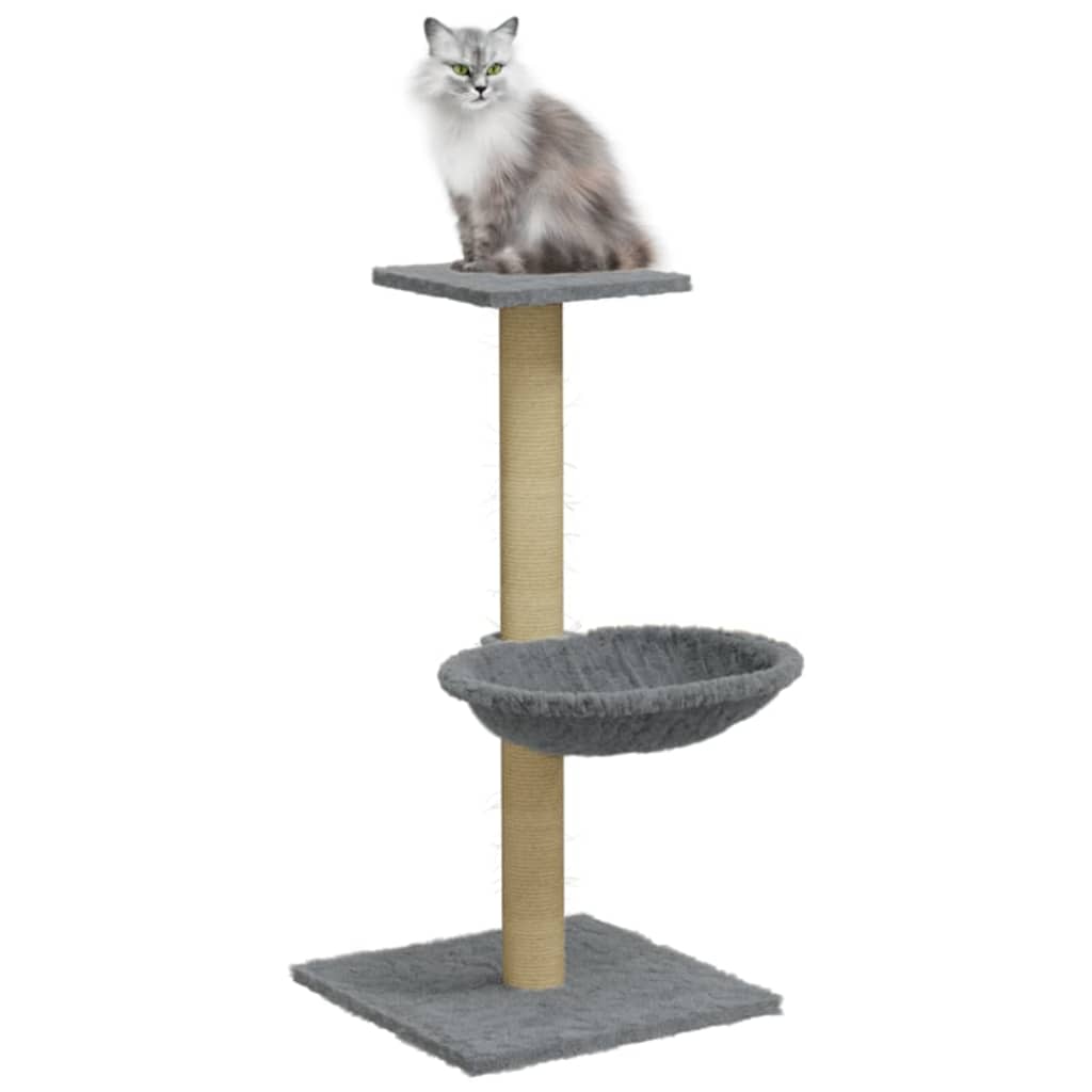 Albero per Gatti con Palo Tiragraffi Sisal Grigio Chiaro 74 cm